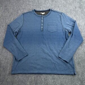 Carbon 2 Cobalt Shirt Mens Extra Large Blue Watermark Henley Long Sleeve Pocket
